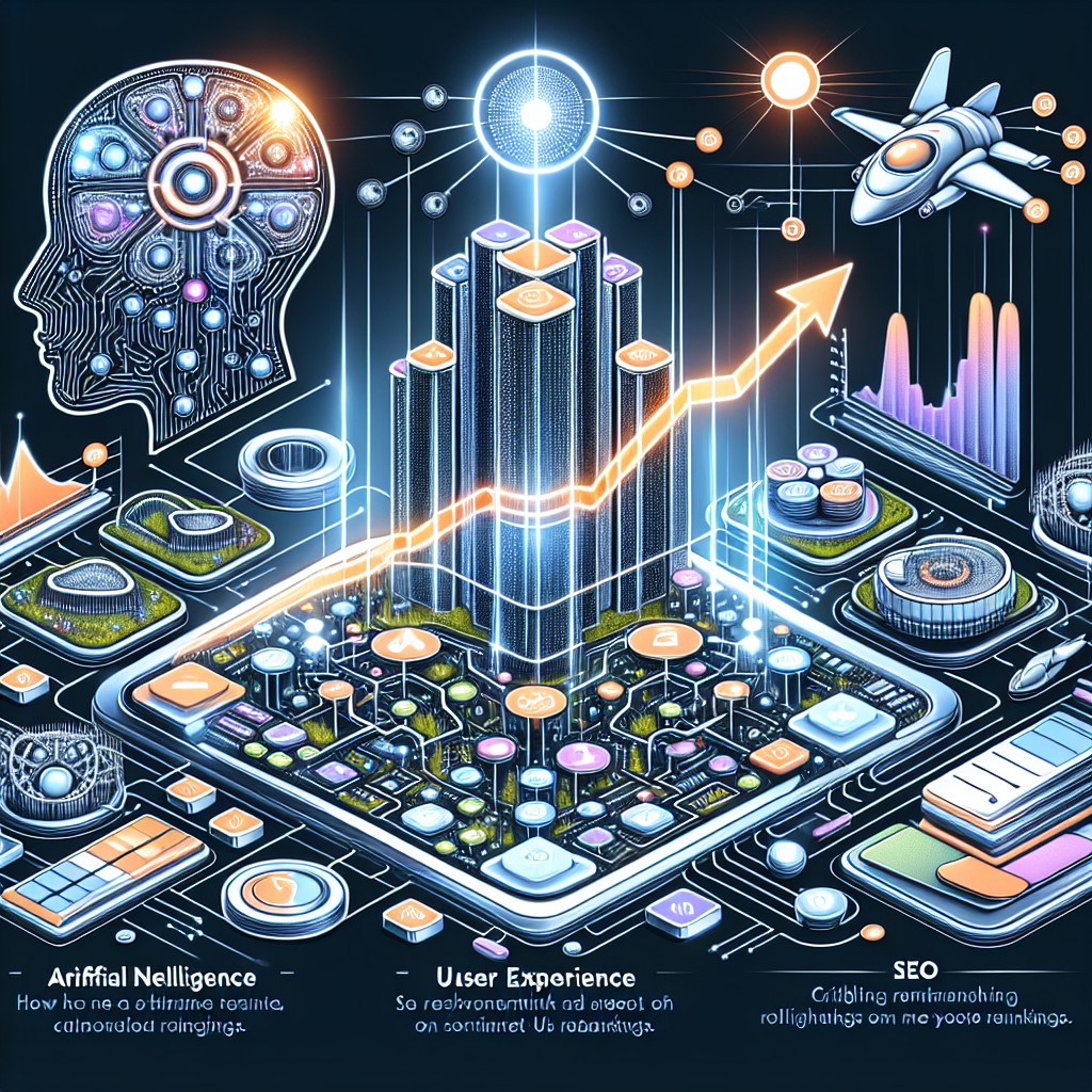 Illustration représentant l'impact de l'intelligence artificielle et de l'expérience utilisateur sur le SEO en 2024.