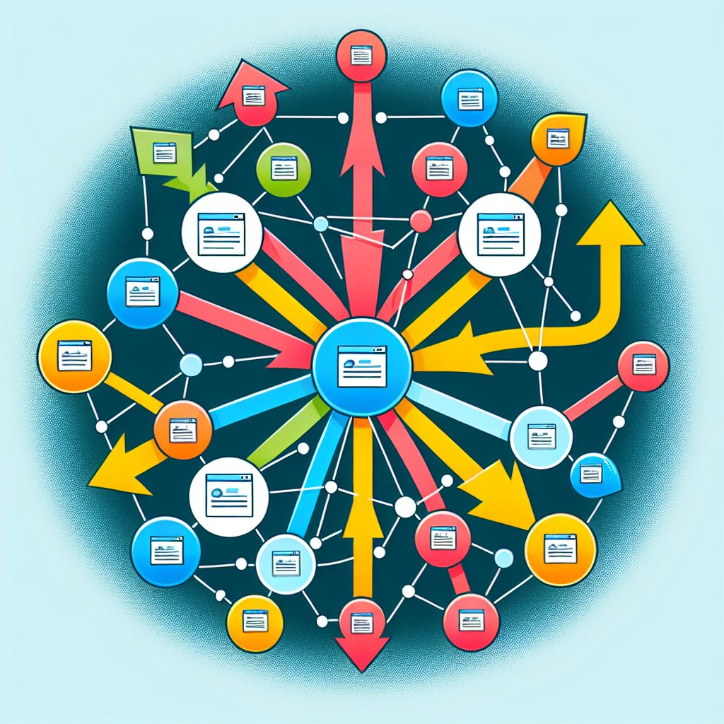 Un graphique illustrant les connexions entre différents sites web, symbolisant les backlinks et leur importance dans le référencement local.