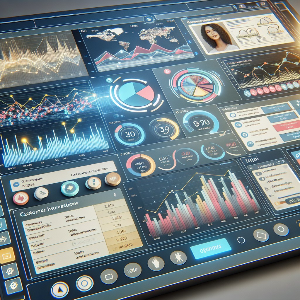 Un tableau de bord d'un logiciel CRM affichant des données analytiques et des interactions clients.