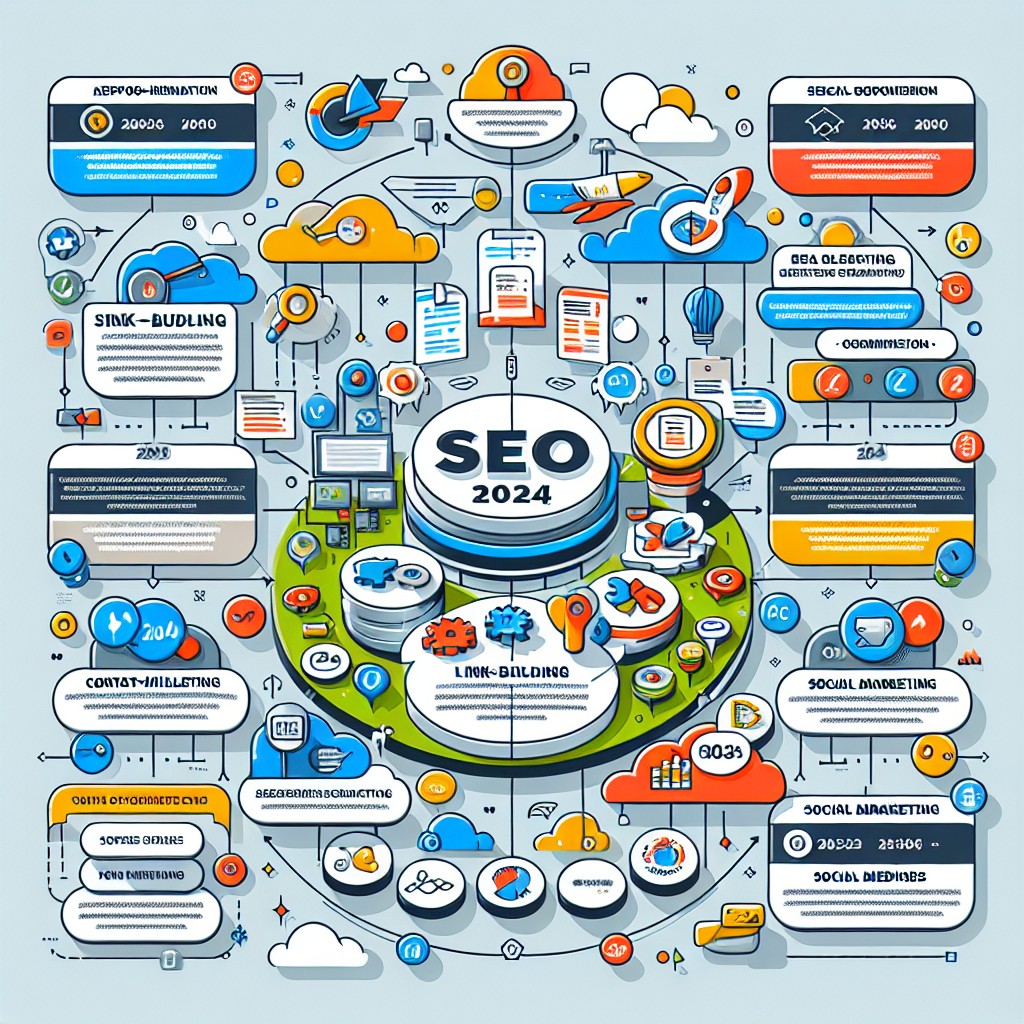 Un graphique montrant les différentes stratégies de SEO pour 2024, adapté pour les petites et moyennes entreprises.