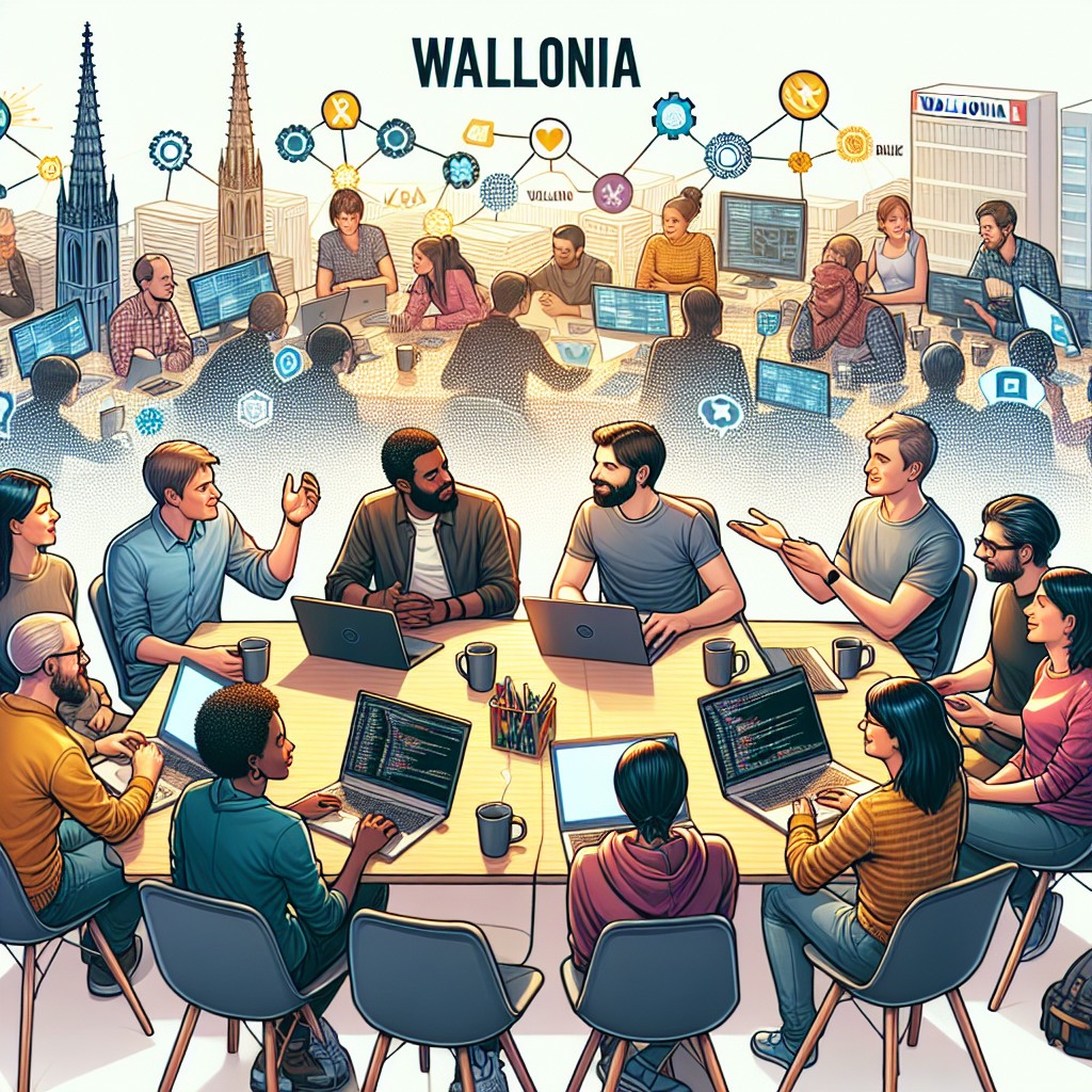 Image de couverture montrant une collaboration entre des professionnels du web en Wallonie.