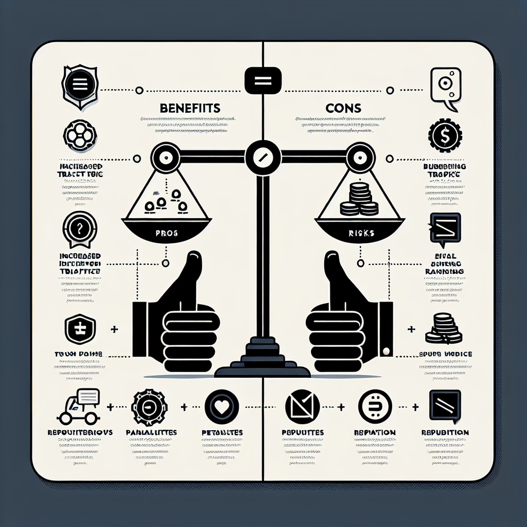 Un graphique illustrant l'équilibre entre les avantages et les risques de l'achat de backlinks pour le SEO.