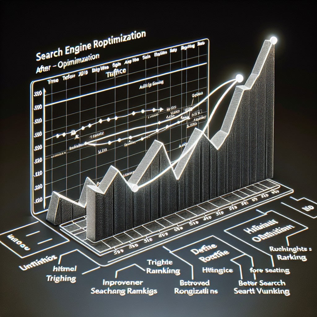 Graphique montrant l'amélioration du SEO sur un site web après optimisation des balises HTML