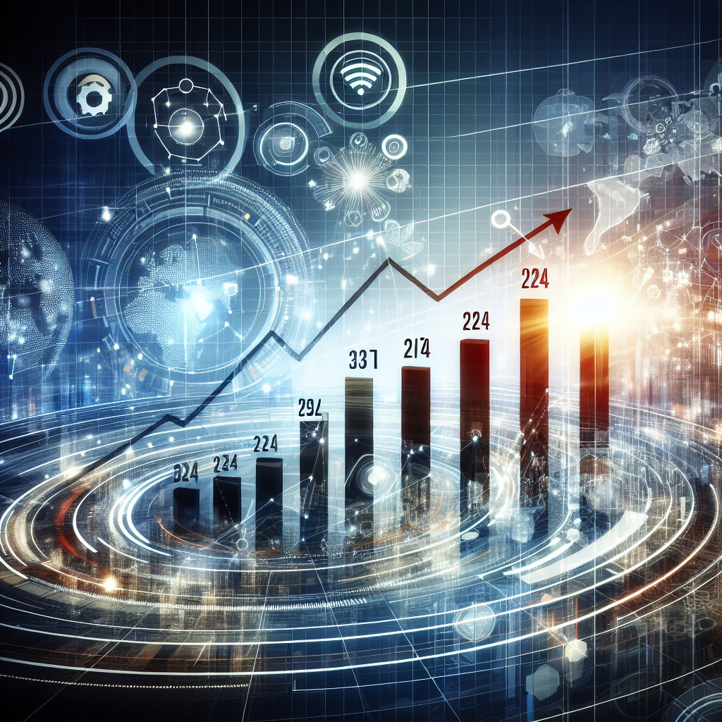 Couverture représentant des icônes digitales modernes avec des graphiques en croissance, soulignant les tendances émergentes de 2024.