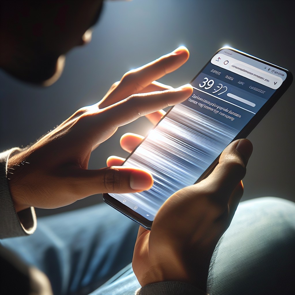 Un utilisateur naviguant sur un téléphone mobile, avec une page web se chargeant rapidement et de manière fluide.