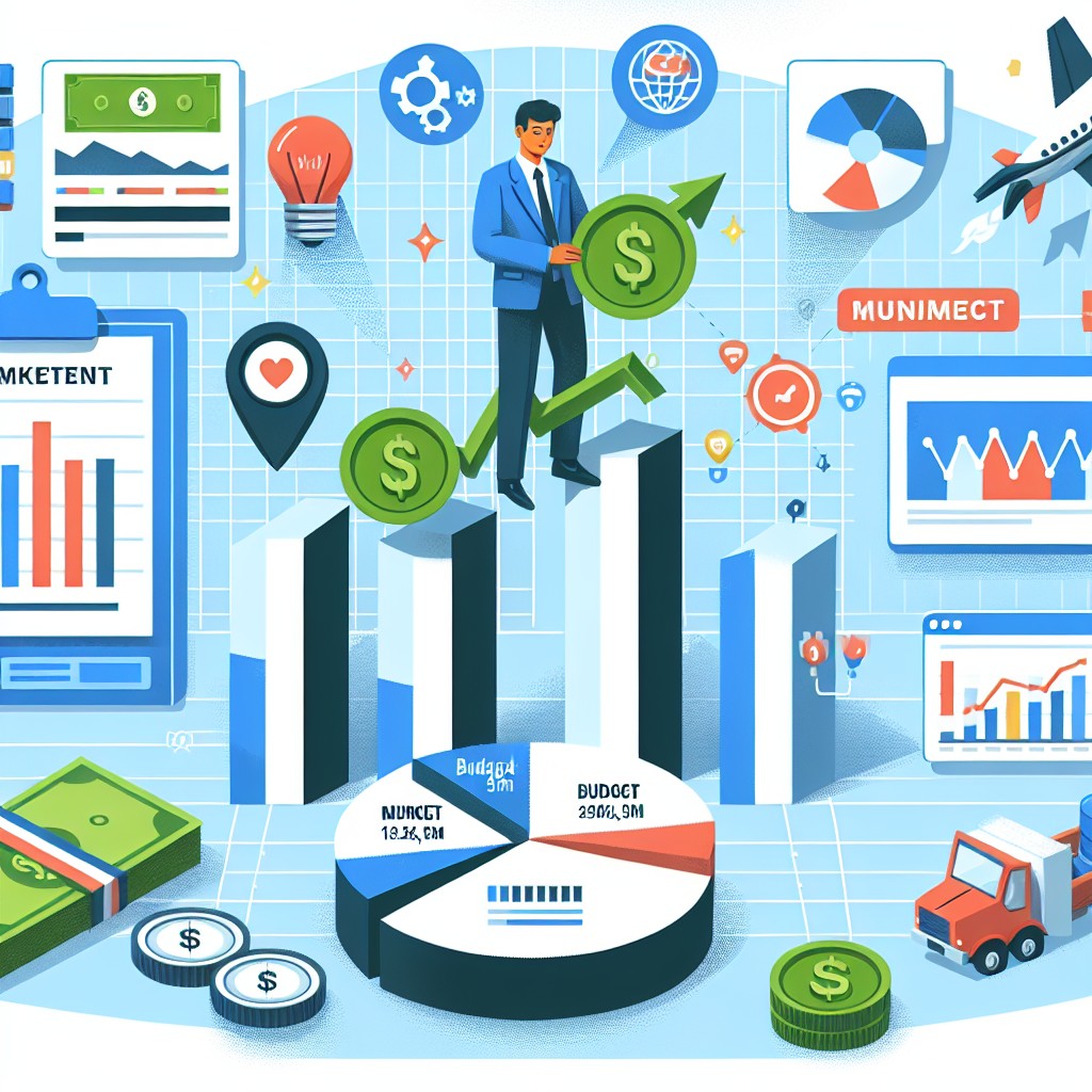 Infographie illustrant la gestion budgétaire en marketing avec des graphiques de performance