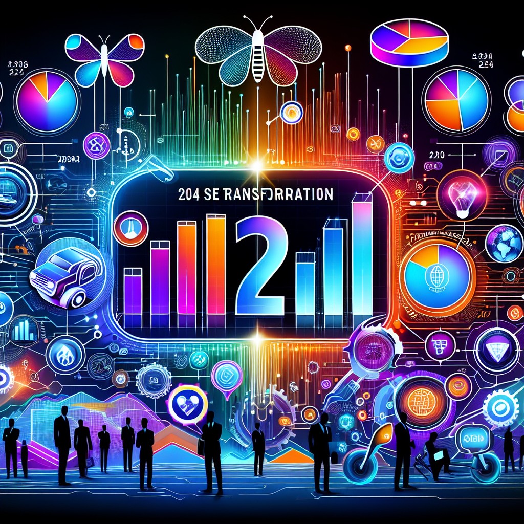 Image de couverture illustrant la transformation dynamique du SEO en 2024, avec des graphiques montrant les principales tendances et technologies émergentes.