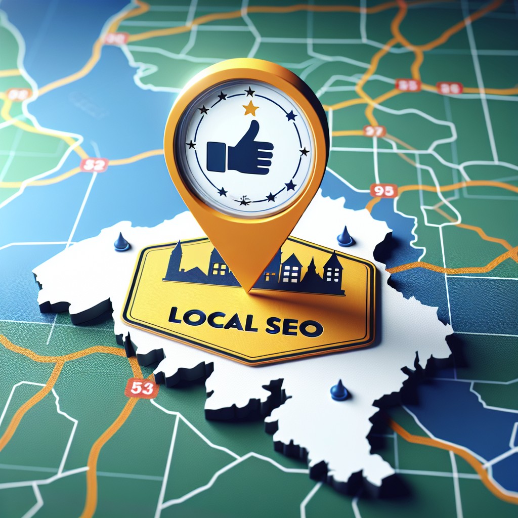 Couverture représentant une entreprise locale belge avec une forte présence en ligne, affichant un badge 'Local SEO' sur une carte de la Belgique.