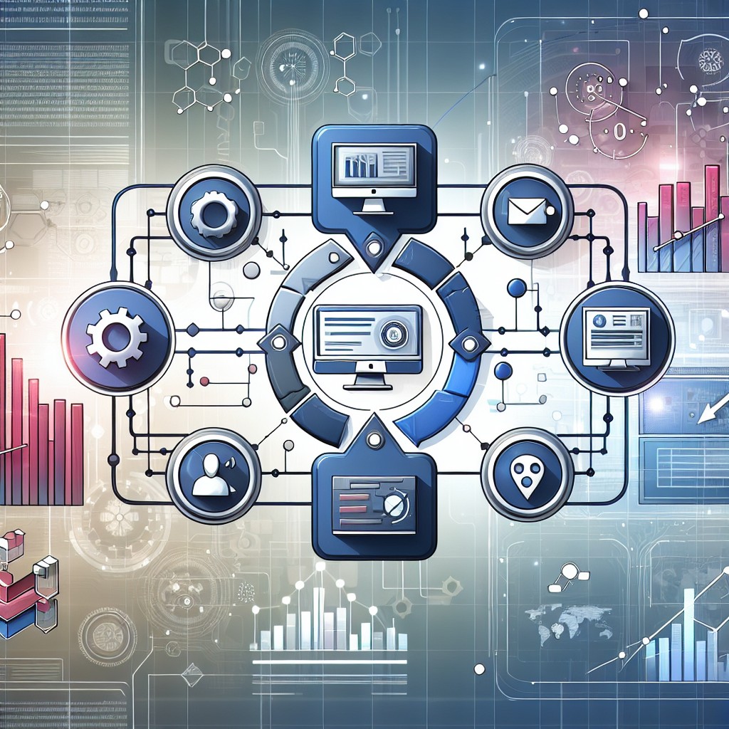 Couverture illustrant l'intégration entre plateformes e-commerce et CRM, avec des icônes de logiciel et graphique de données.