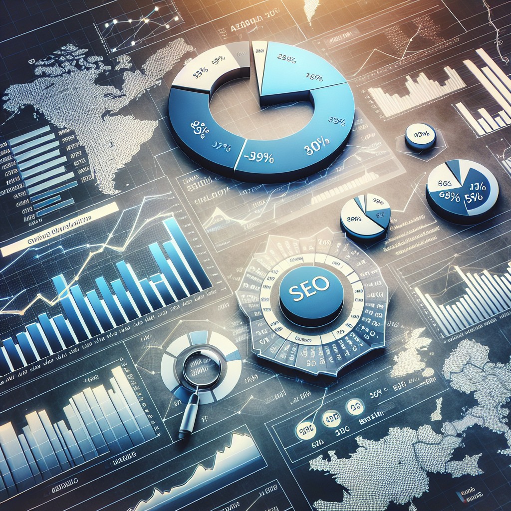 Image montrant des graphes et des statistiques de SEO avec une carte de la Belgique en arrière-plan
