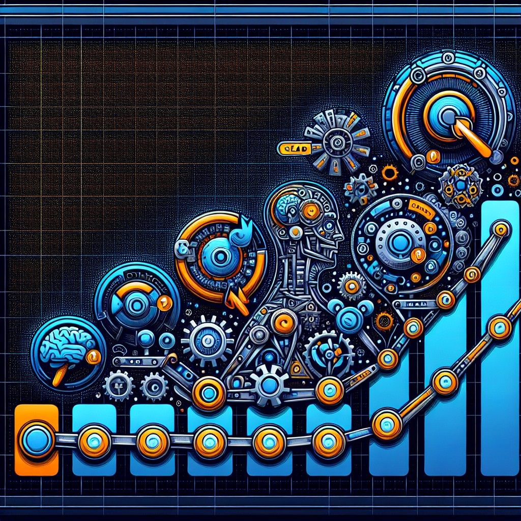 Une illustration montrant l'évolution du SEO avec des symboles d'intelligence artificielle et des barres de recherche en ligne.