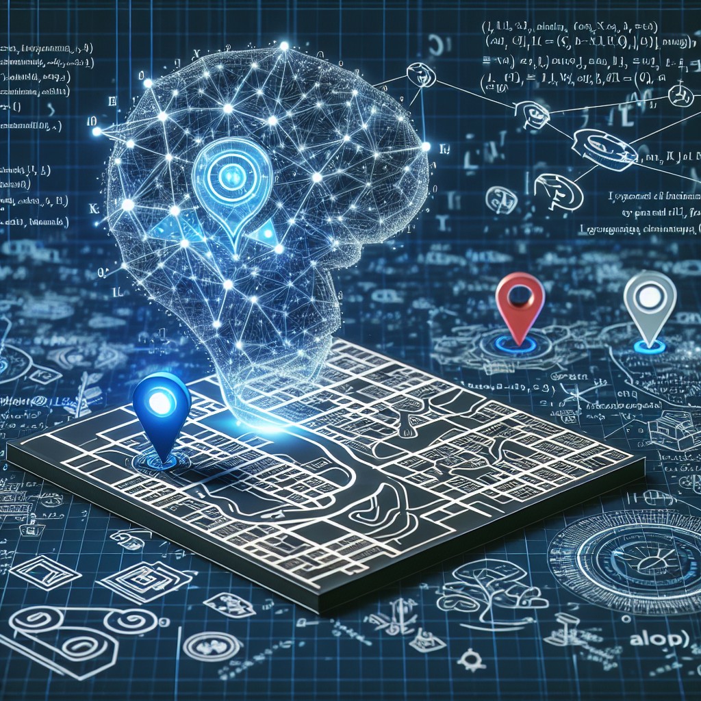 Une illustration représentant l'interaction entre l'intelligence artificielle et le référencement local pour améliorer la visibilité des entreprises.