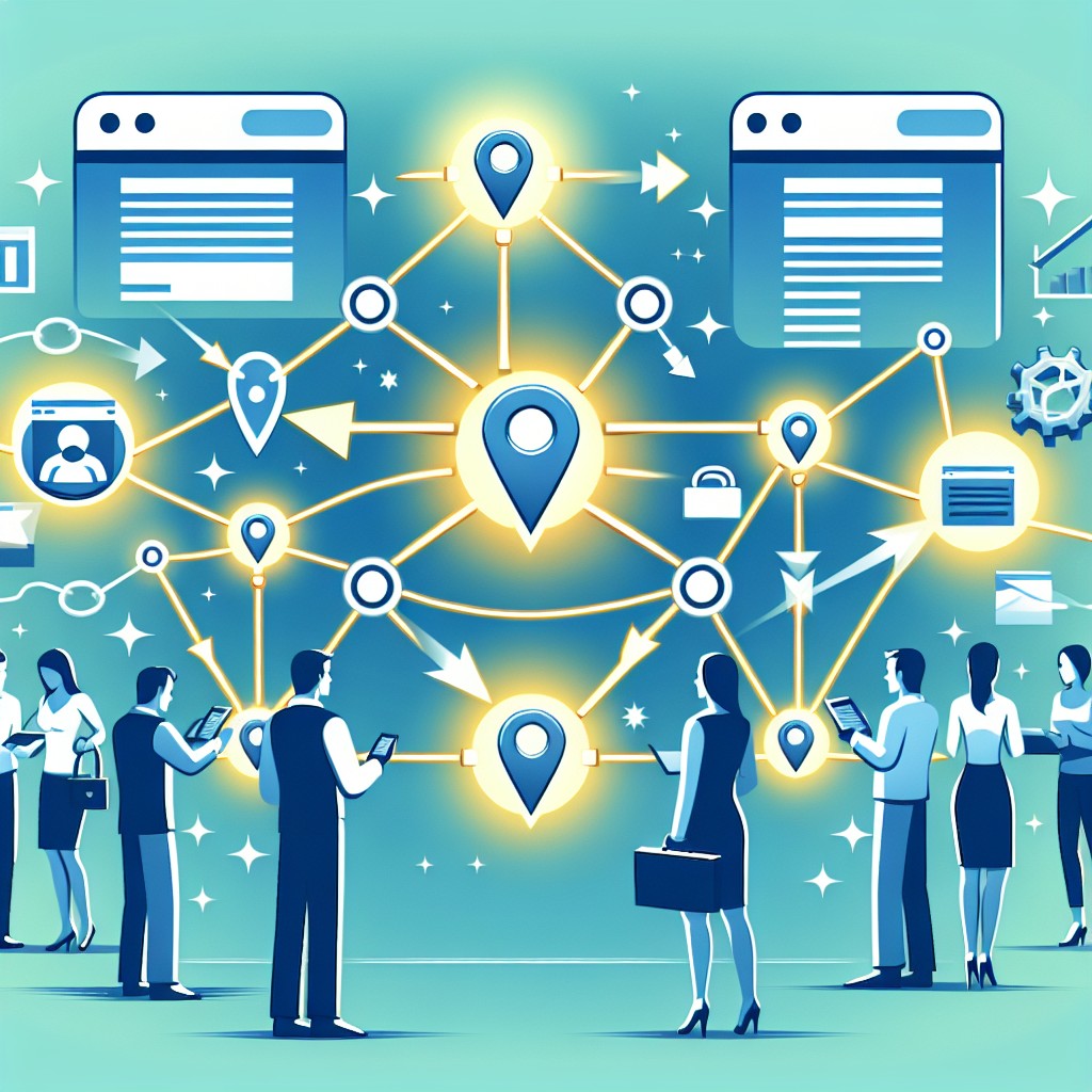 Illustration montrant des backlinks connectant différents sites web, symbolisant l'importance des liens entrants pour le SEO.