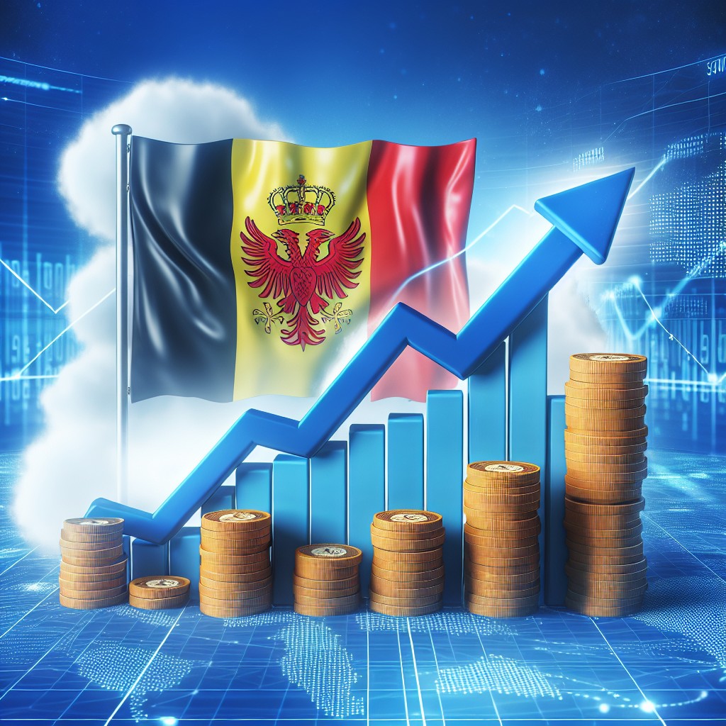 Image montrant un graphe de trafic web en augmentation avec un fond bleu, symbolisant le succès SEO pour une entreprise wallonne.