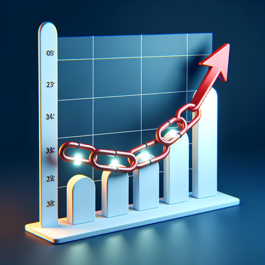 Un graphique montrant une courbe ascendante représentant l'amélioration du classement SEO grâce aux backlinks.