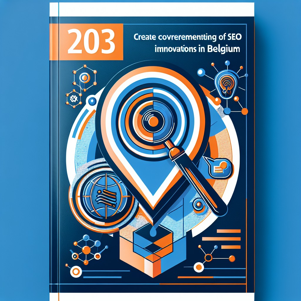 Couverture d'un article sur les innovations SEO en Belgique en 2023 avec éléments comme la recherche vocale, l'IA et le SEO local.