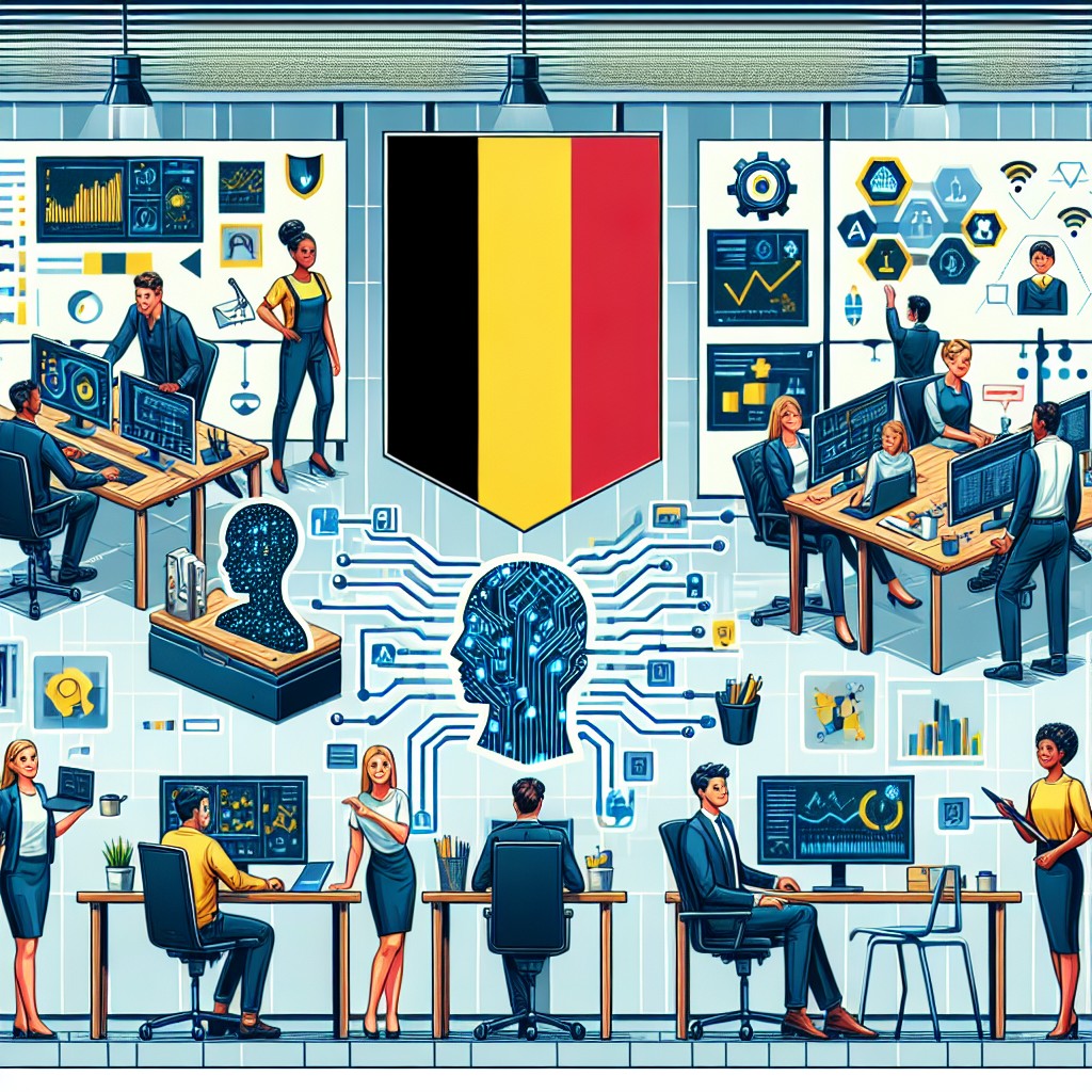 Image de couverture montrant une PME belge utilisant la technologie IA pour optimiser ses opérations.