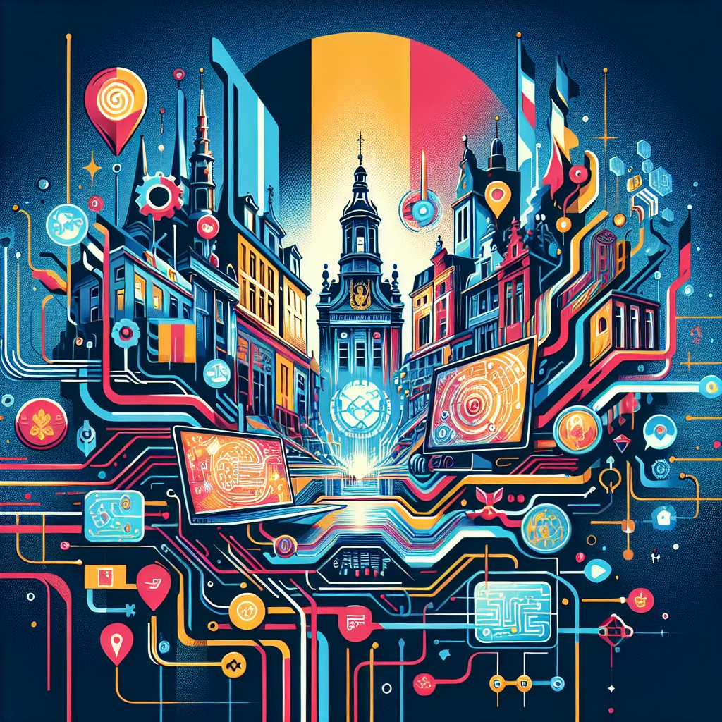 Image de couverture illustrant les réseaux sociaux émergents et l'innovation technologique en Belgique.