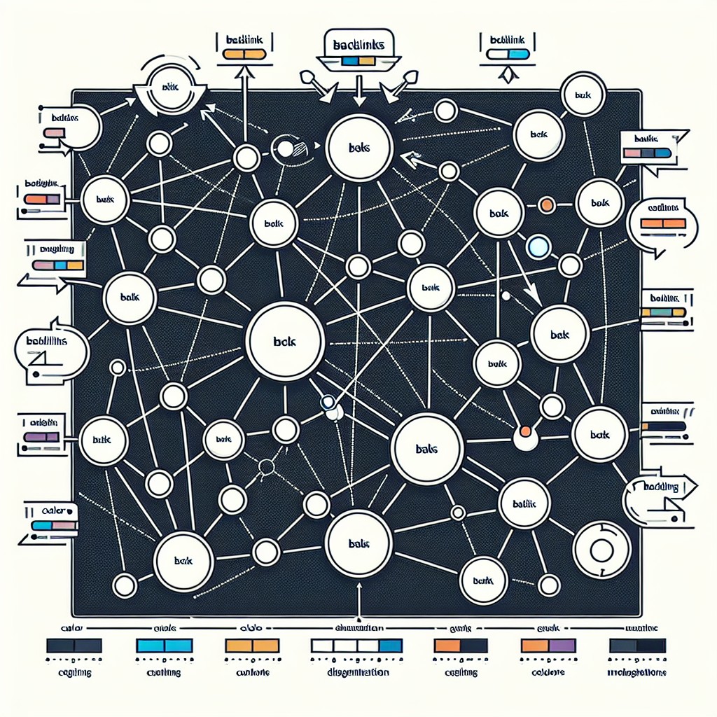 Un graphique représentant un réseau de connexions symbolisant des backlinks dans le SEO.