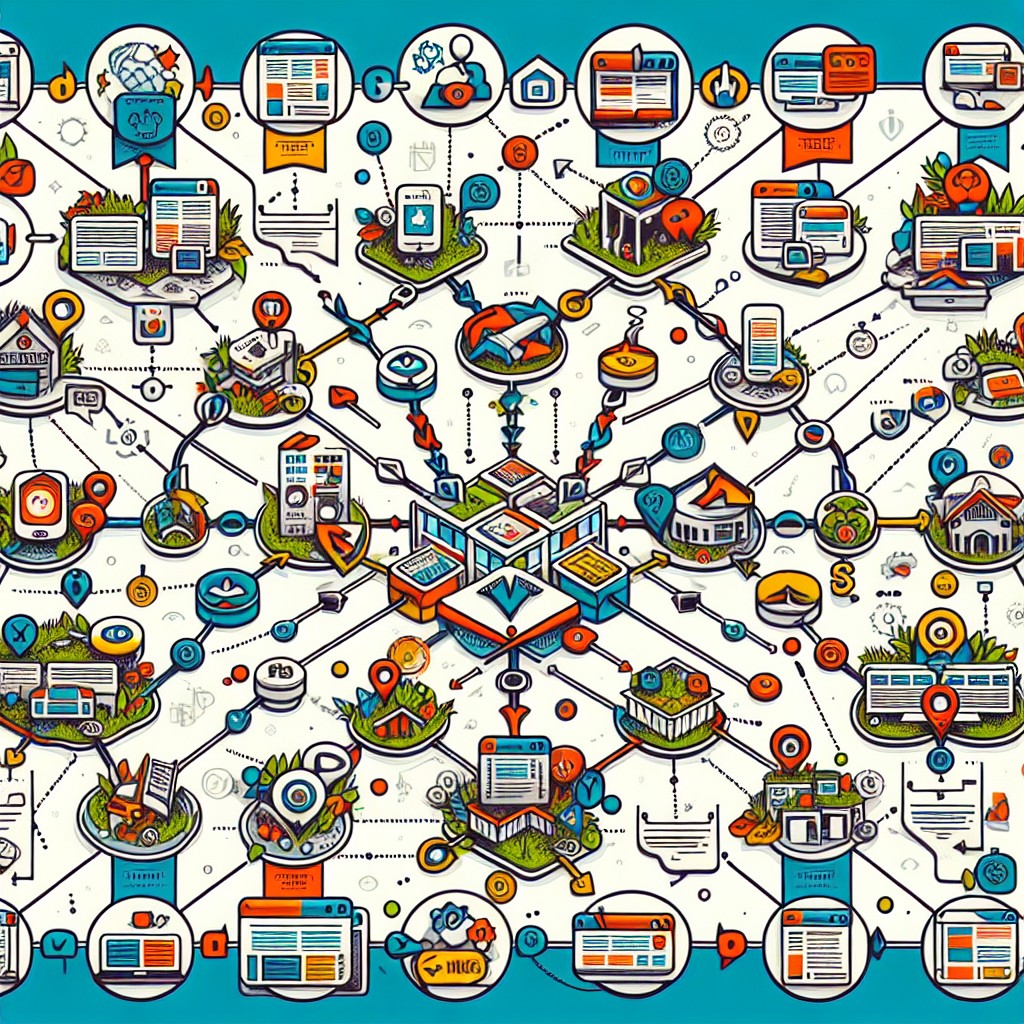 Une infographie illustrant des backlinks reliant divers sites web