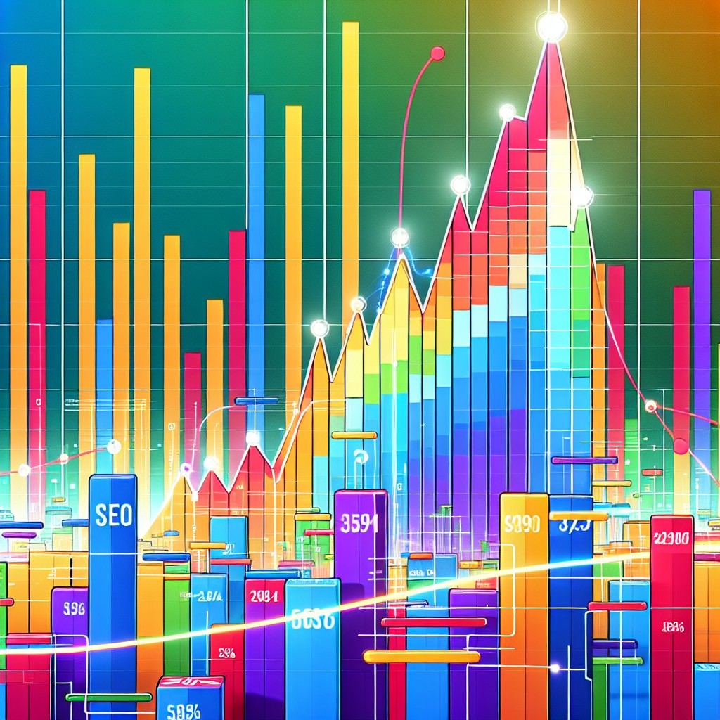 Graphique coloré montrant l'augmentation de l'autorité SEO et du trafic organique