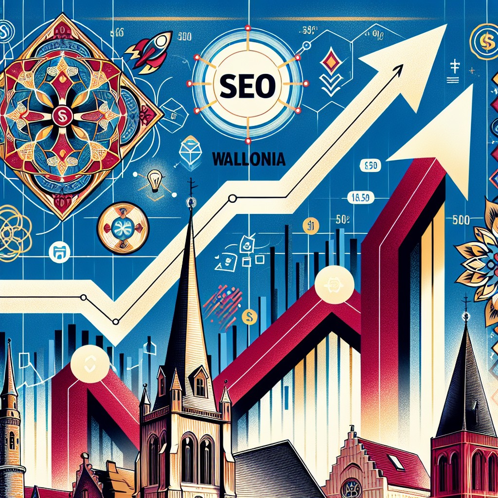 Couverture d'un article sur le SEO pour les startups en Wallonie montrant un graphique de croissance en ligne