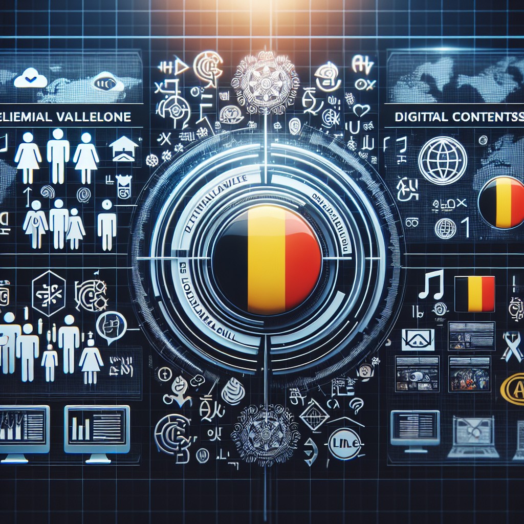 Image montrant des diversités linguistiques et culturelles, avec un focus sur la stratégie de contenu numérique en Belgique.