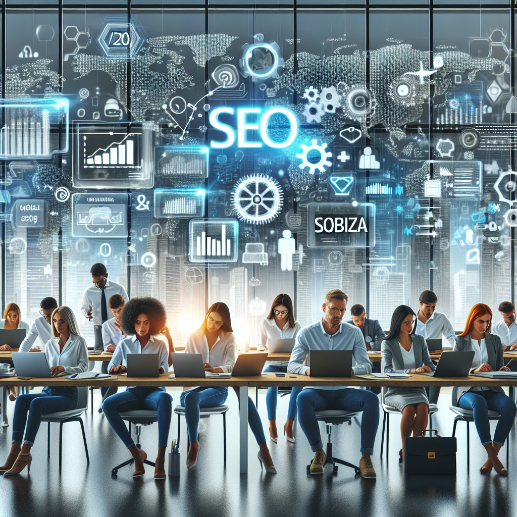 Image de couverture montrant une entreprise en pleine transformation digitale, avec un focus sur l'optimisation SEO et l'utilisation des réseaux sociaux.