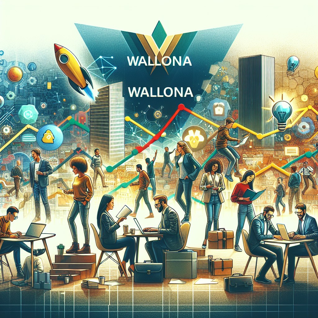 Image de couverture illustrant l'essor dynamique des startups en Wallonie, avec des entrepreneurs collaborant dans un environnement moderne et innovant.