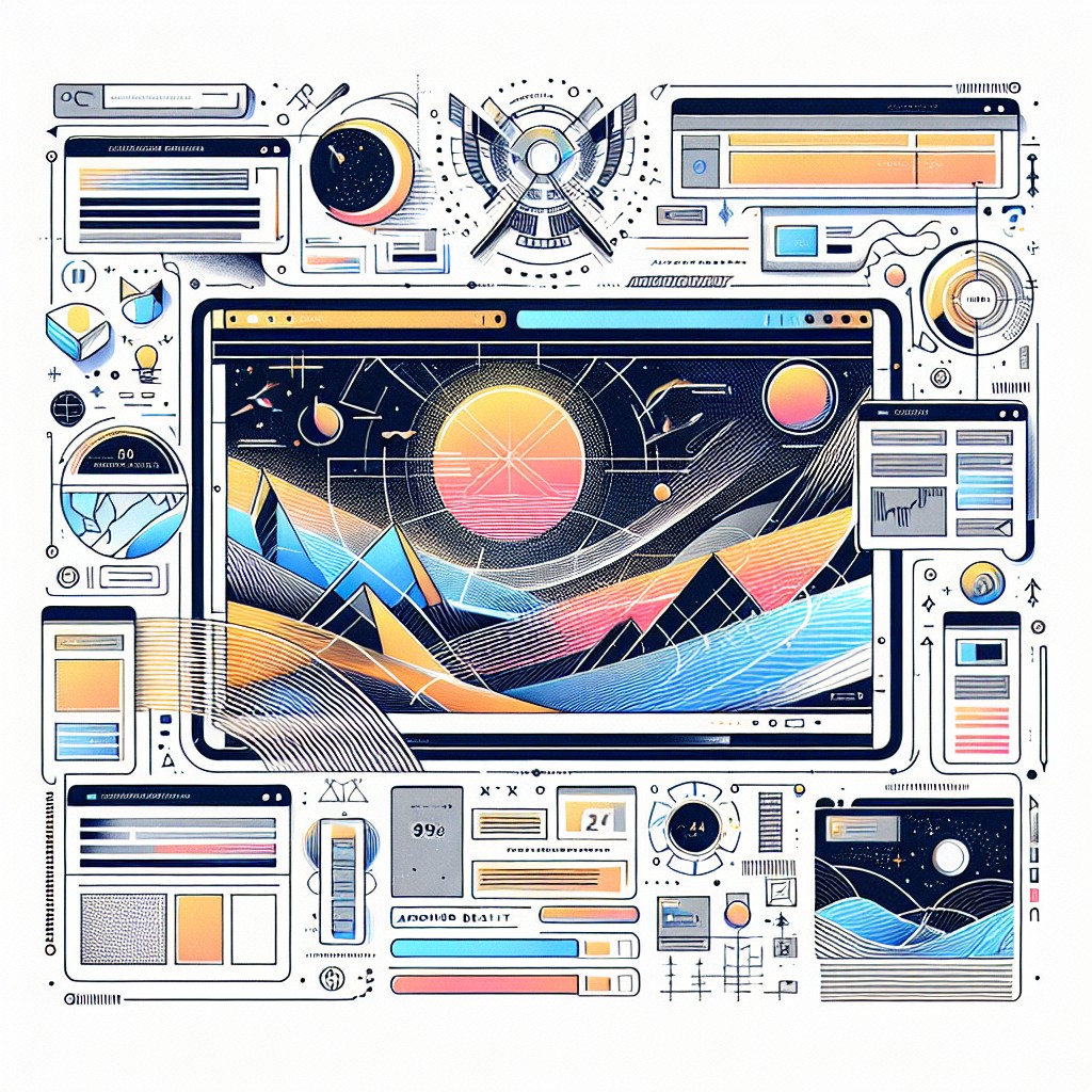 Une illustration moderne et dynamique représentant les tendances innovantes du web design en 2024.