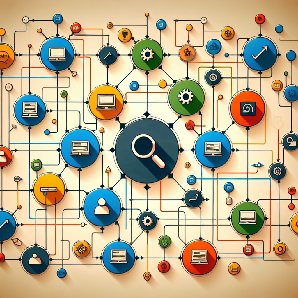 Une illustration représentant des liens entre différents sites web pour mettre en valeur la stratégie SEO.