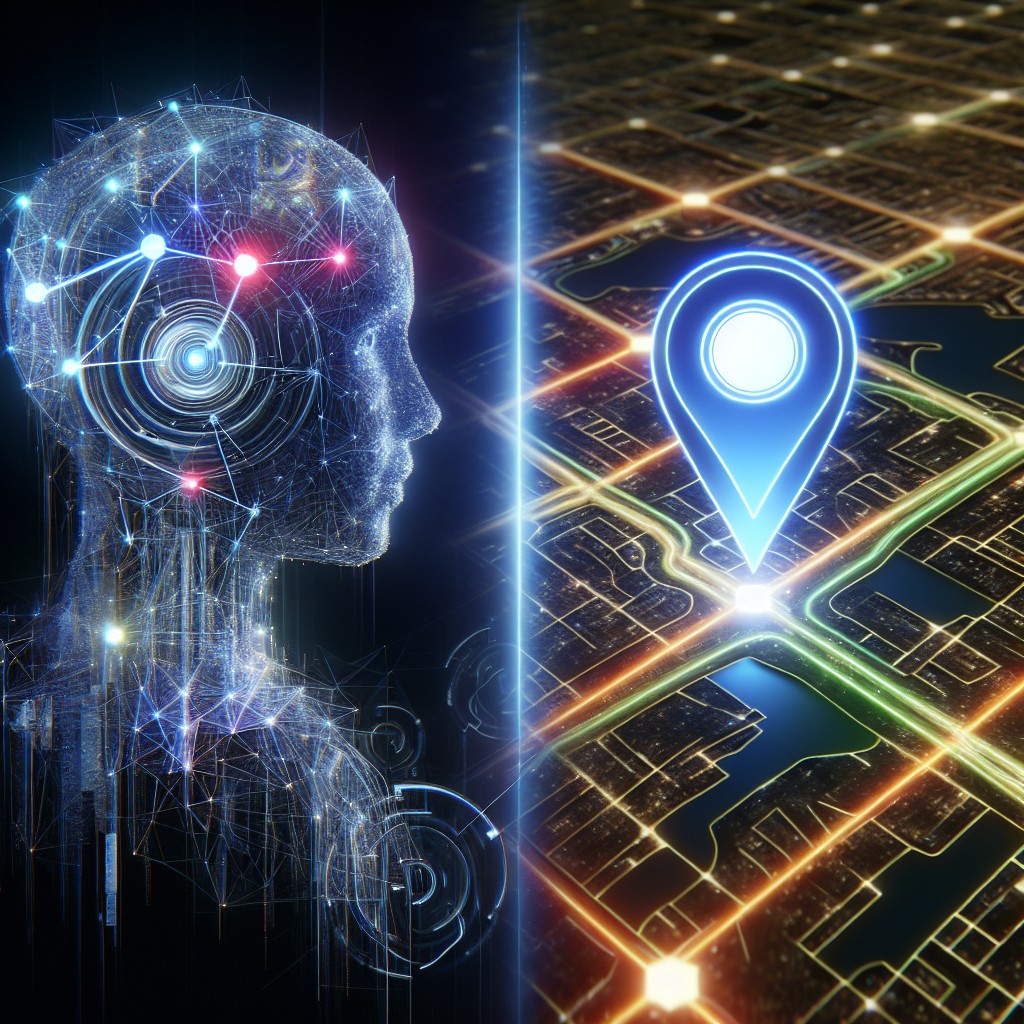 Image de couverture montrant une relation entre l'intelligence artificielle et le SEO local en 2024