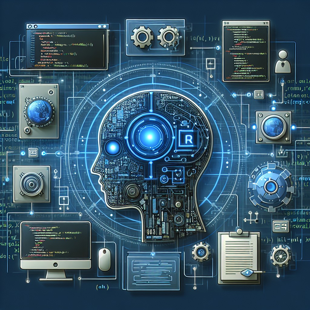 Couverture illustrant le rôle de l'intelligence artificielle dans le développement web moderne avec des éléments technologiques.