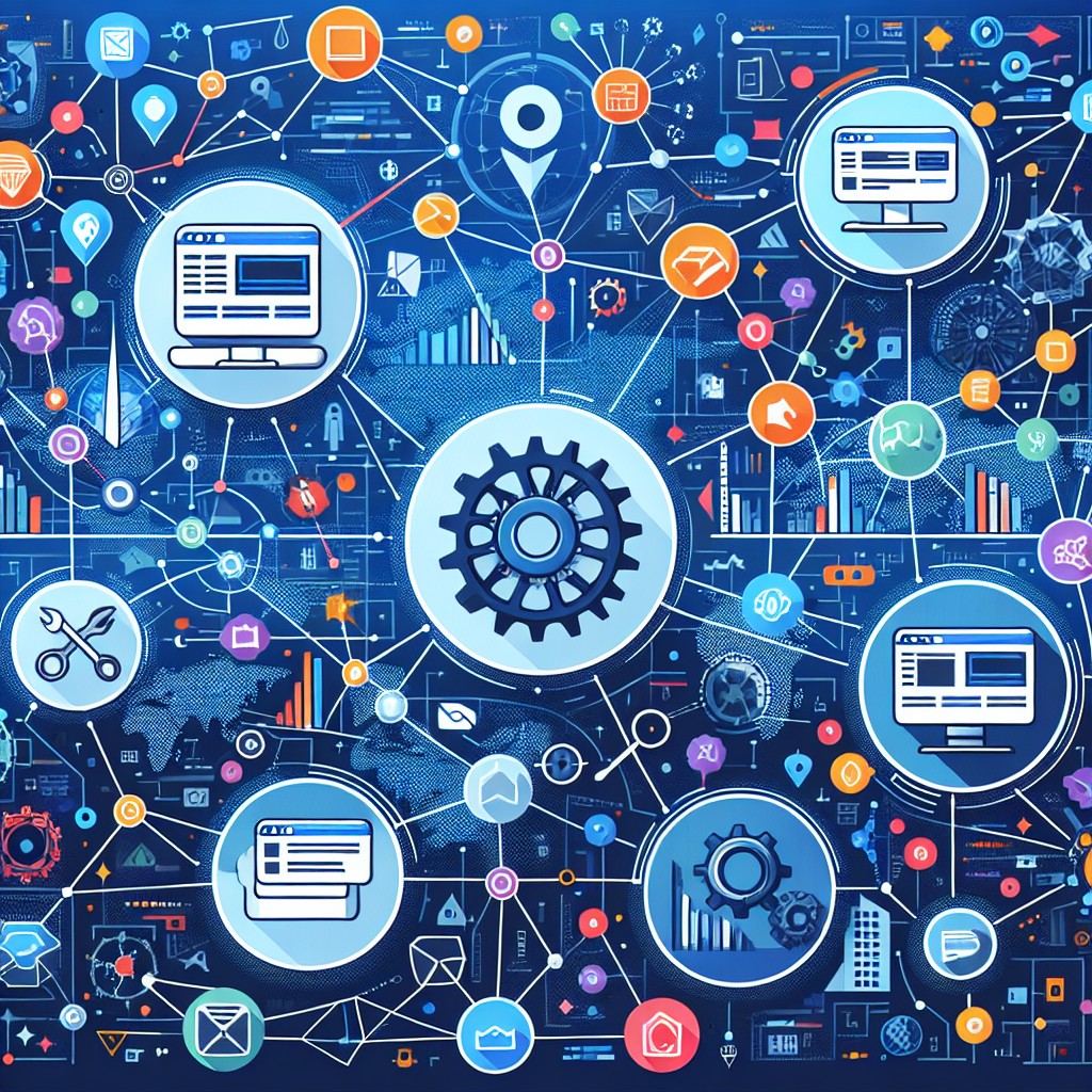 Illustration représentant un réseau de liens entre différents sites web.