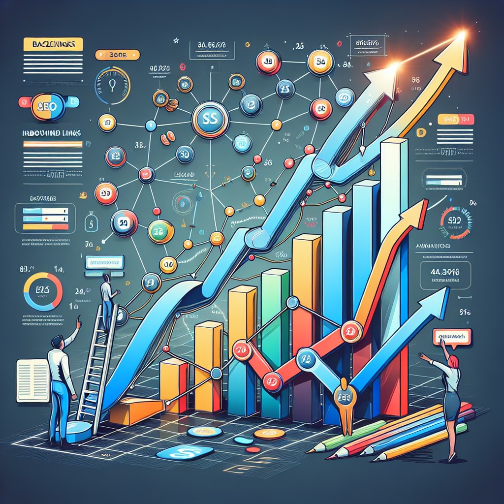 Une image illustrant un graphe de SEO montrant l'impact positif des backlinks sur le classement des moteurs de recherche