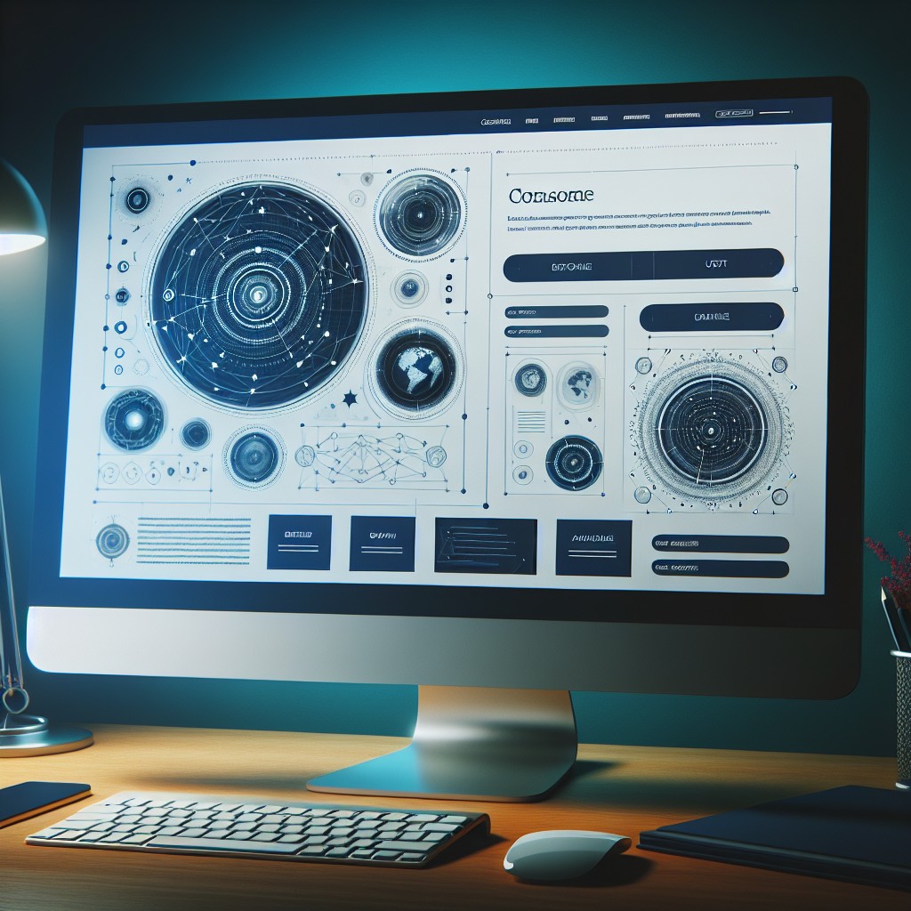 Un écran d'ordinateur affichant un site web au design moderne et élégant, avec des éléments de navigation intuitifs et des visuels captivants.