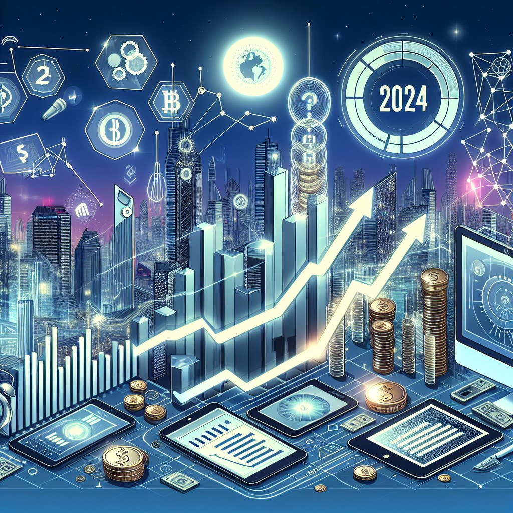 Illustration représentant l'importance du ROI en 2024, avec des graphiques de croissance et des technologies numériques.