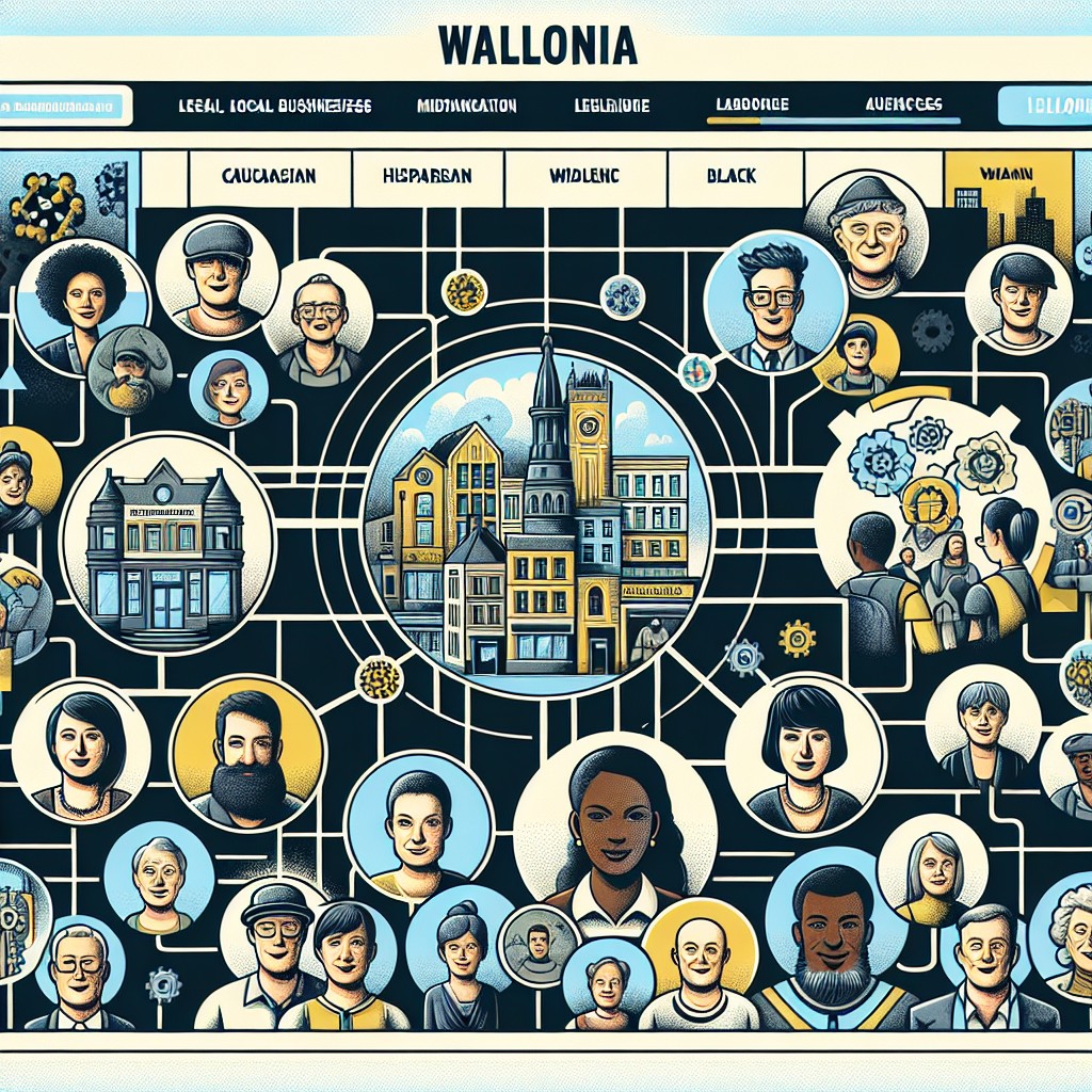 Une illustration de la connexion entre entreprises locales et leurs audiences sur un site web personnalisé en Wallonie.