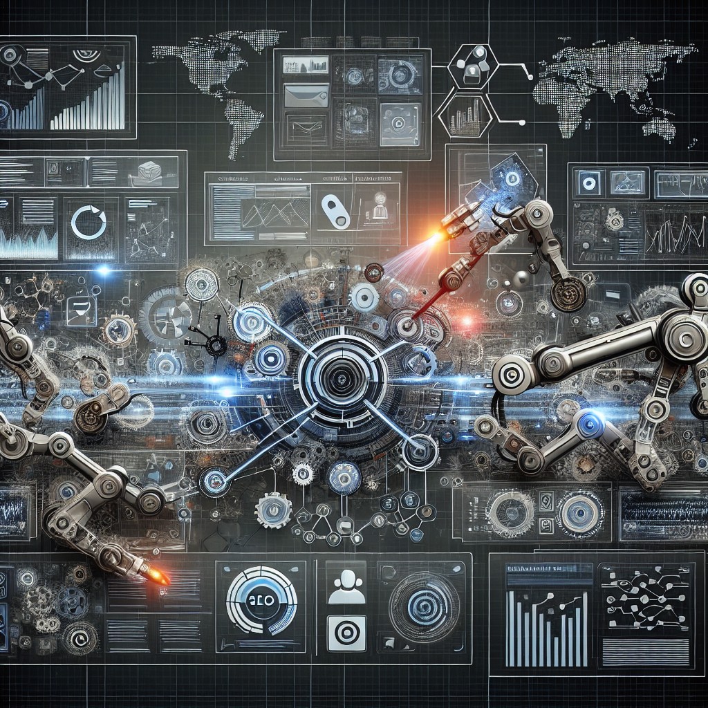 Une représentation visuelle du concept de marketing automation, illustrant divers outils technologiques et processus automatisés