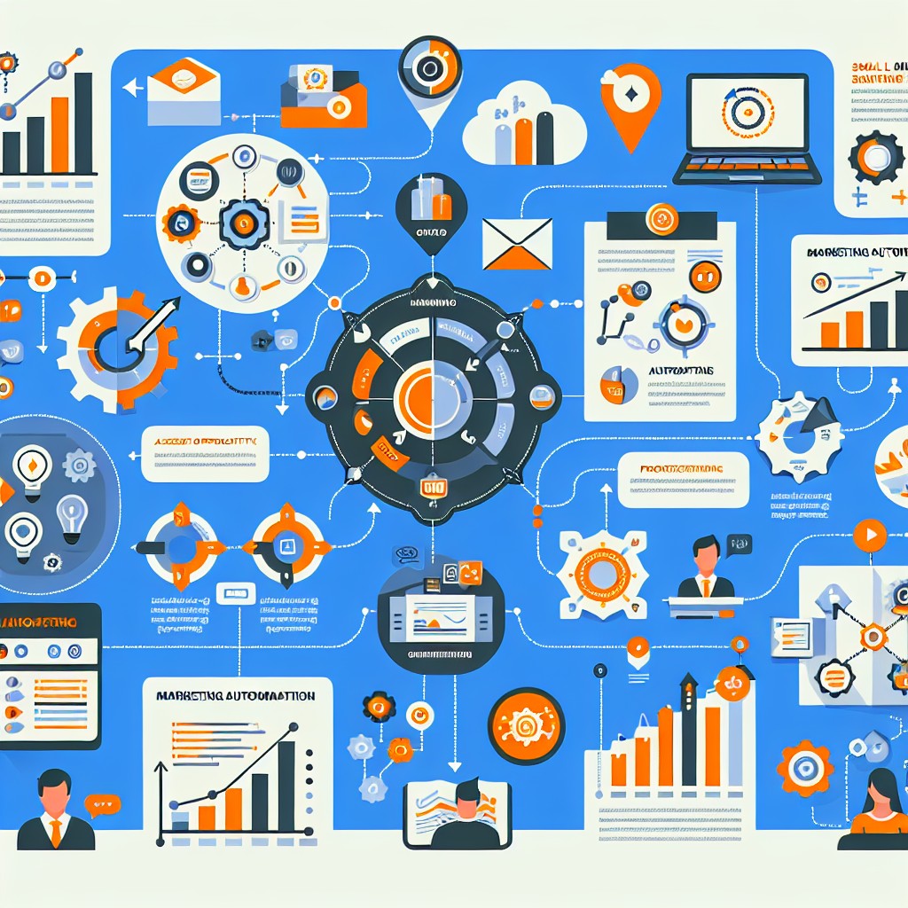 Une infographie illustrant les avantages et processus du marketing automation pour les petites et moyennes entreprises (PME).