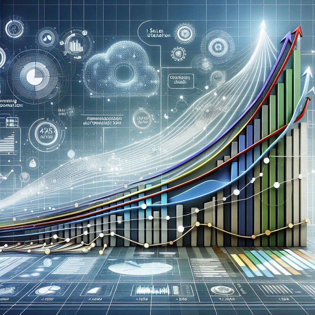 Une analyse visuelle de courbes croissantes symbolisant la croissance des ventes grâce à l'automatisation du marketing.