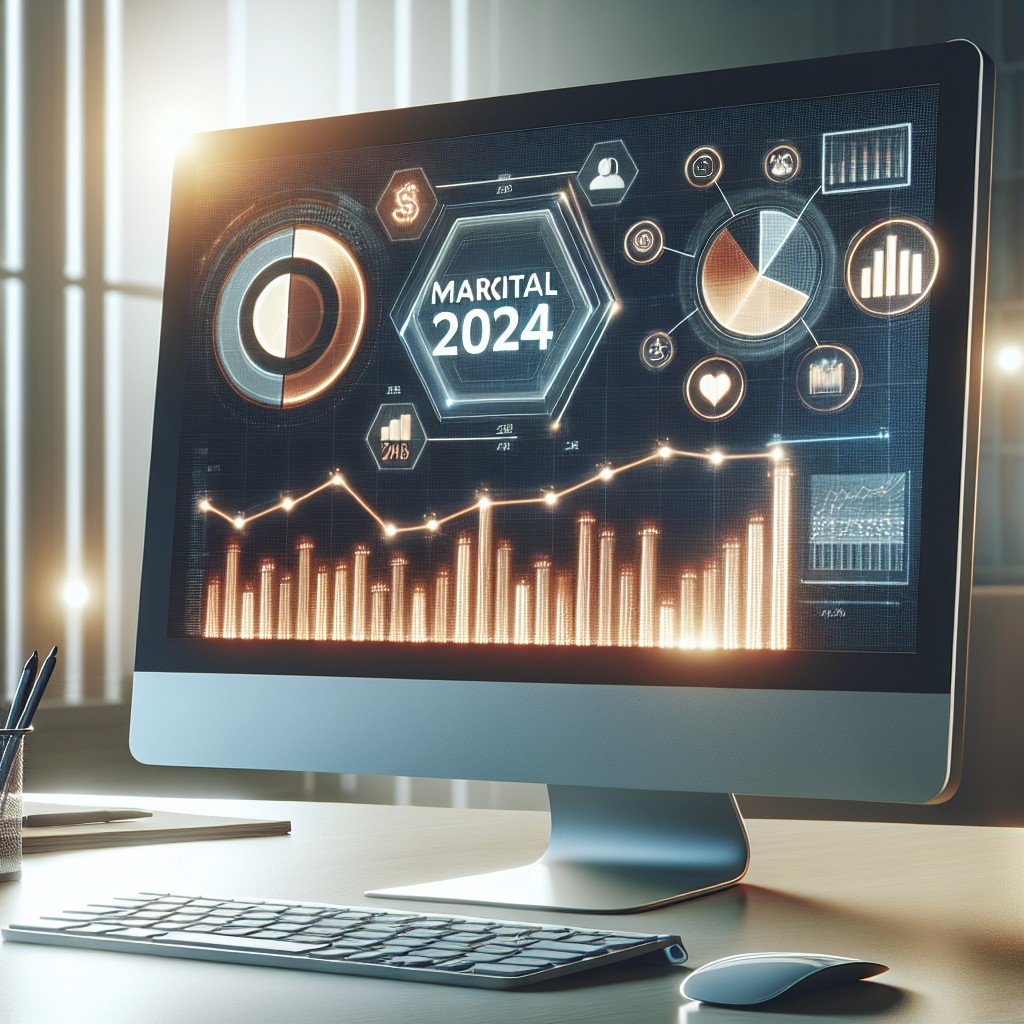 Couverture de l'article montrant un écran d'ordinateur avec des graphiques de croissance et le texte 'Marketing Digital 2024'