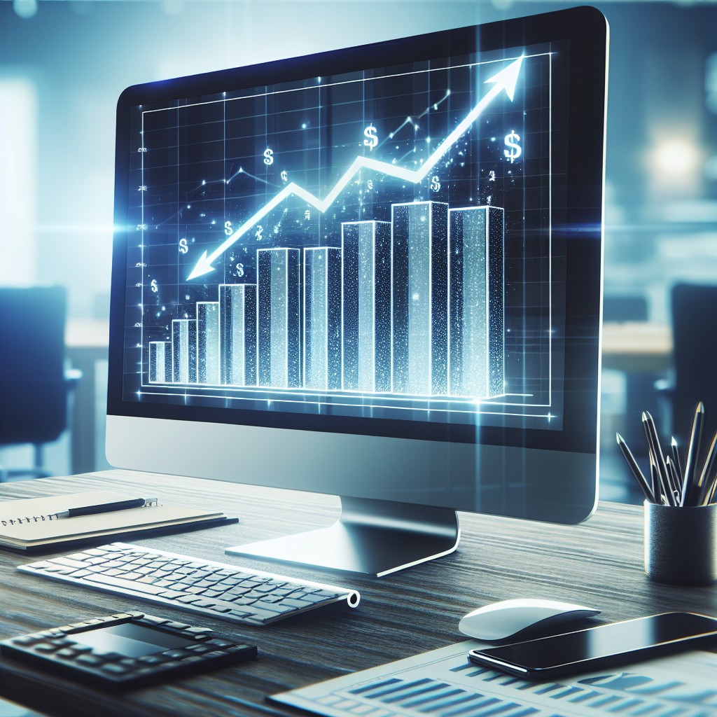 Ordinateur affichant des graphiques de croissance, symbolisant le succès des PME grâce au marketing digital