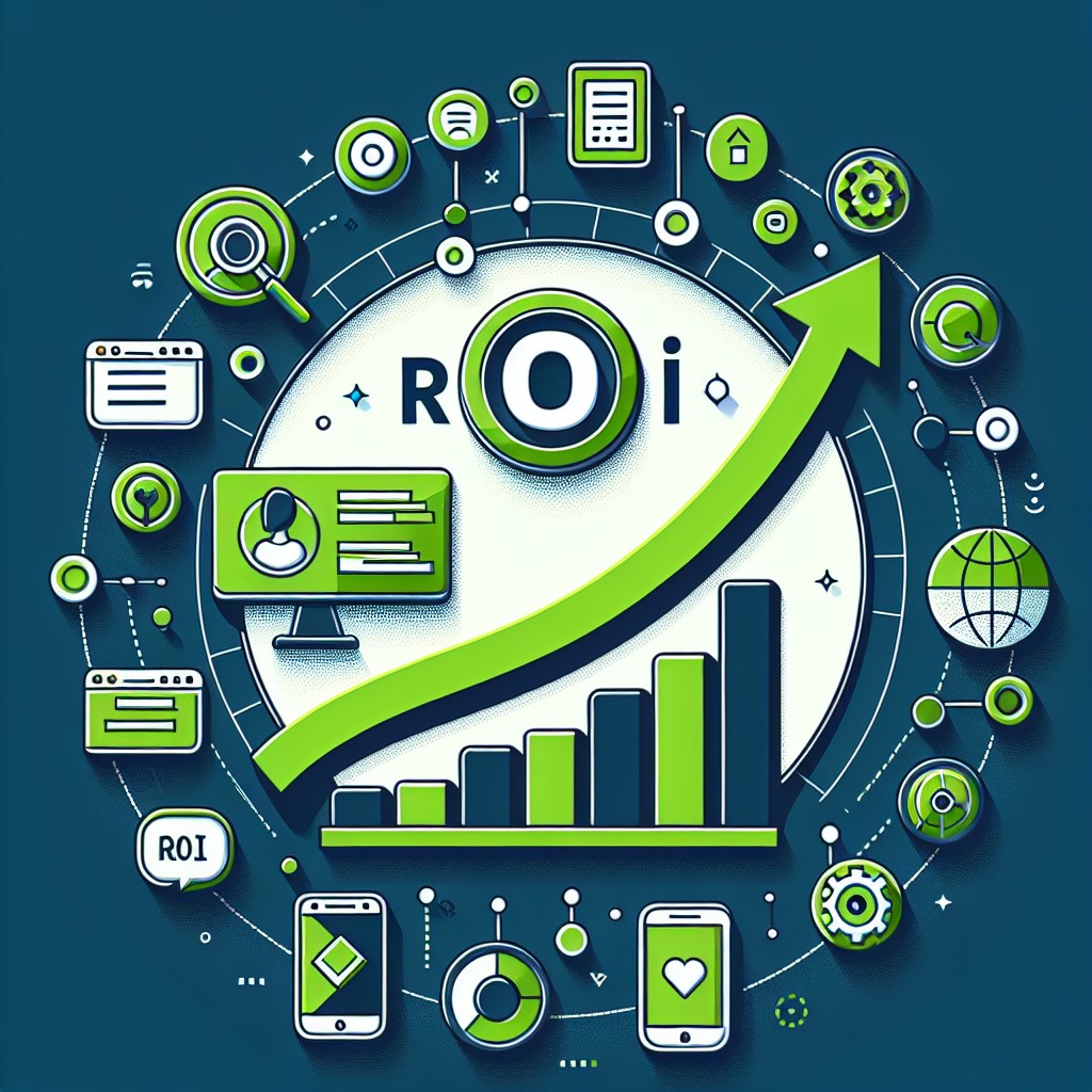 Image de couverture montrant une courbe ascendante symbolisant la croissance du ROI en SEO, avec des éléments de marketing digital.