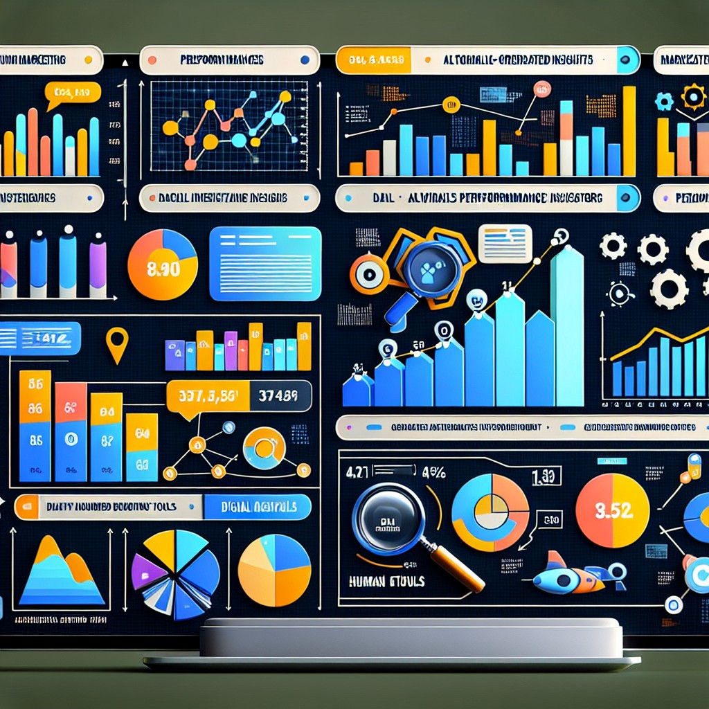 Image de couverture montrant des graphiques de données marketing avec des indicateurs de performance et des outils numériques.