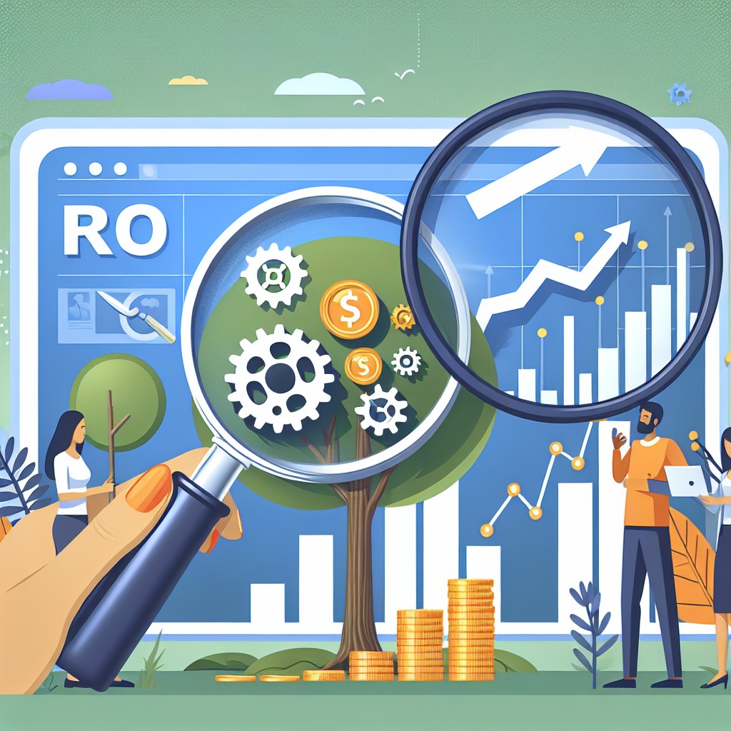 Illustration de concepts SEO et ROI symbolisant l'optimisation et la performance.