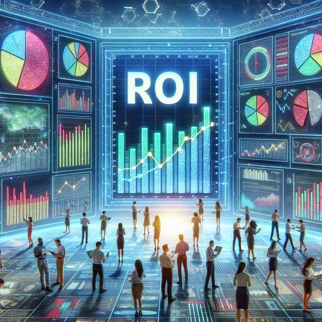 Visuel représentant l'importance du ROI dans le digital avec des graphiques de performance.