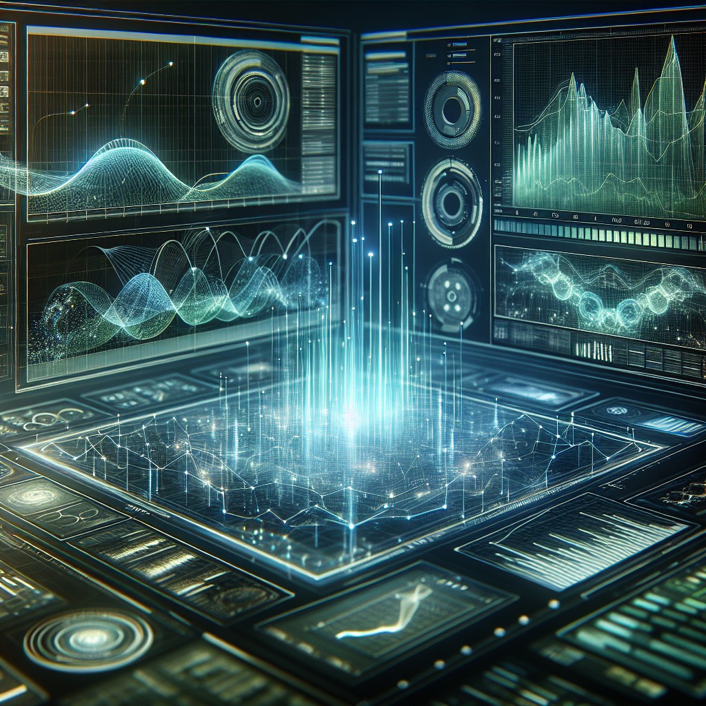 Image d'une interface digitale futuriste avec des graphes montrant l'évolution numérique.