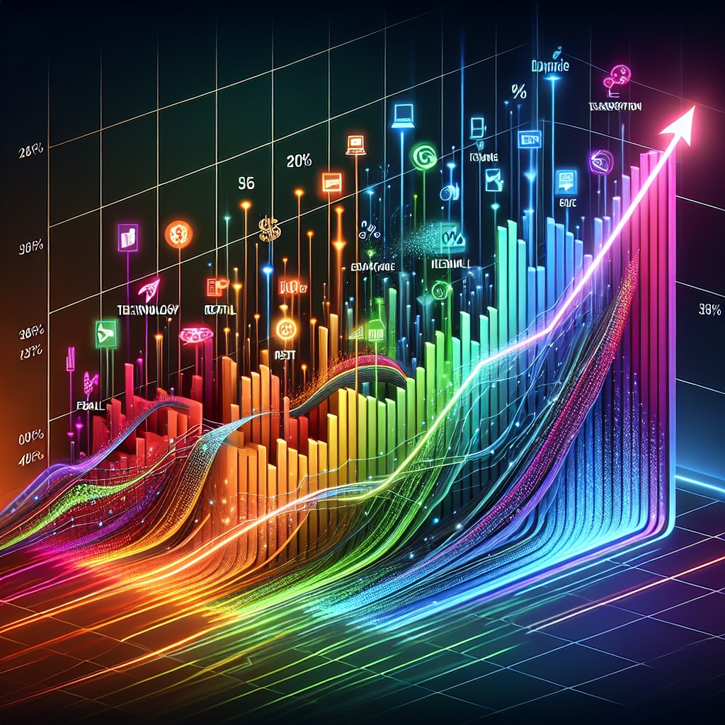 Graphique dynamique illustrant la croissance du ROI digital dans divers secteurs d'activité