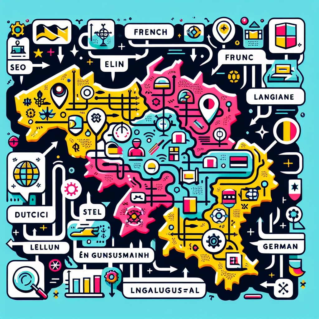 Carte de la Belgique mettant en valeur ses régions linguistiques, symbolisant les défis et opportunités du SEO local.